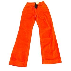 FLAMINGALS Corduroy Solid Mid Rise Straight Leg Pants Button Fly Women Small NWT